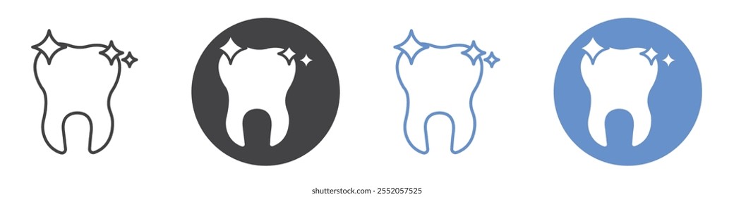 clean tooth icon flat line symbol set.