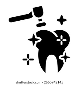 Ilustración vectorial de glifo de icono de diente limpio