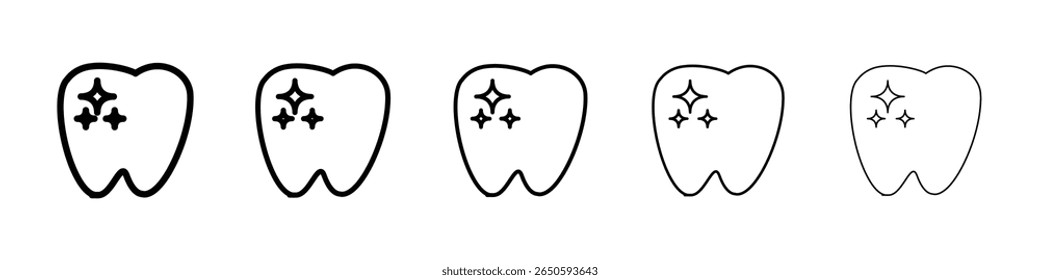 clean tooth icon graphic set. trendy stroke line style