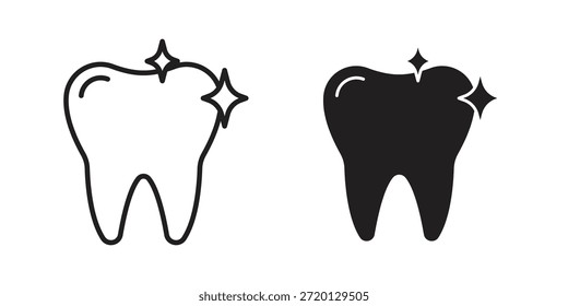 ilustração ícone de dente limpo, vetor de linha fina, sinal de web design,