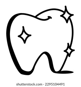 A clean tooth icon in modern doodle design 