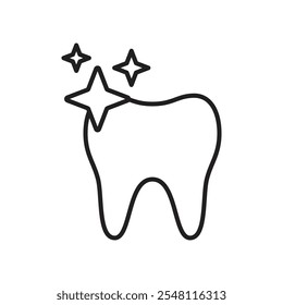 ícone de dente limpo Contorno definido em preto e branco