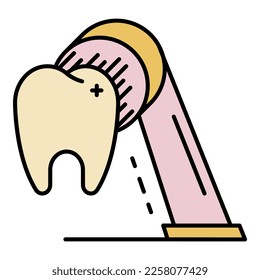 Clean tooth icon. Outline clean tooth vector icon color flat isolated on white