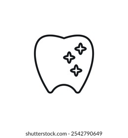 clean tooth icon in thin outlined.