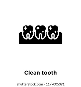 Clean tooth icon vector isolated on white background, logo concept of Clean tooth sign on transparent background, filled black symbol