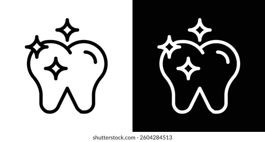 clean tooth icons vectors set in stroke line style.