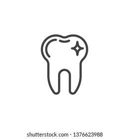 Clean tooth line icon. Teeth shine linear style sign for mobile concept and web design. Healthy tooth outline vector icon. Dentistry, stomatology and dental care symbol, logo illustration