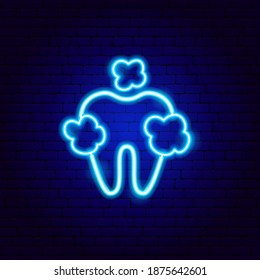 Clean Tooth Neon Sign. Vector Illustration of Stomatology Promotion.