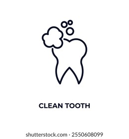 clean tooth outline icon. Linear vector from dentist concept. Thin line clean tooth icon isolated on white background