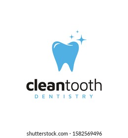 Clean Tooth Teeth Dentist Dental dentistry with Stars logo design 