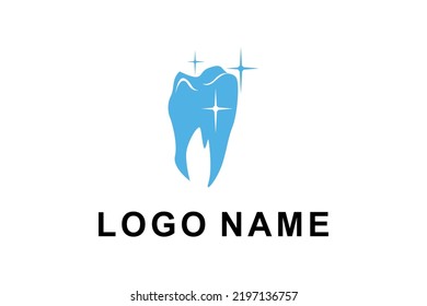 Clean Tooth Teeth Dentist Dental dentistry with Stars logo design