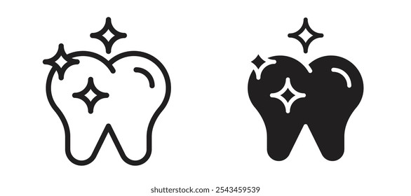 Conjunto de iconos de Vector de dientes limpios en negro.