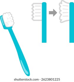 A clean toothbrush and a toothbrush with splayed bristles