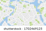 Clean top view of the day time city map with street and river, Blank urban imagination map, vector illustration