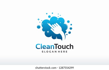 Clean Touch Logo Designs Concept Vector, Online Wash Logo, Simple Clean Logo Template