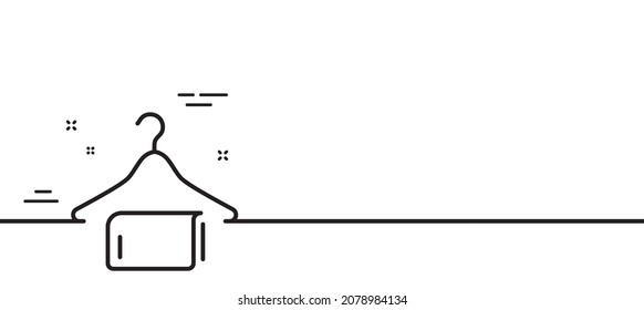 Clean towel line icon. Laundry hanger sign. Clothing cleaner symbol. Minimal line illustration background. Clean towel line icon pattern banner. White web template concept. Vector