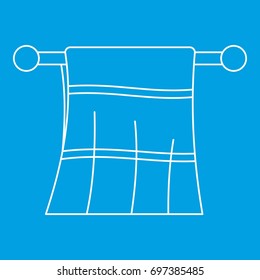 Clean towel on a hanger icon blue outline style isolated vector illustration. Thin line sign