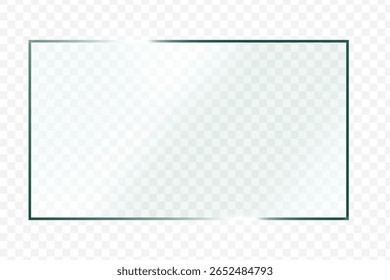 Um painel de vidro transparente limpo vetor PNG, com um quadro de vidro retangular simples. Vidro limpo, superfície transparente e design simples