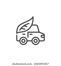 Clean Transportation line icon. linear style sign for mobile concept and web design. Car and leaf outline vector icon. Symbol, logo illustration. Vector graphics