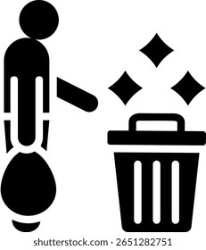 Ilustración vectorial de glifo de icono de papelera limpia