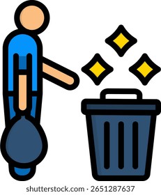 Clean Trash Icon Lineal Color Vector Illustration