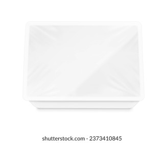 Clean tray container mockup. Vector illustration isolated on white background. Layered template file easy to use for your promo product: meat of animals, chicken, fish. EPS10	