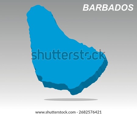 A clean, trending 3D isometric vector map of Barbados. This popular graphic of the Barbados country outline is ideal for presentations, news, and travel themed designs about Barbados