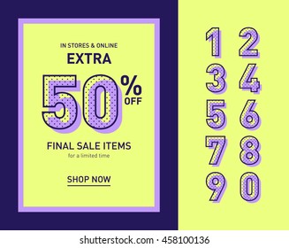 Clean trendy sale banner template. Flat design. Colorful vector.
