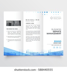 clean tri-fold brochure design with abstract blue effect