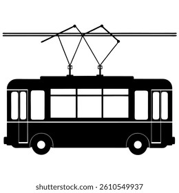 Clean Trolleybus Silhouette Illustration Ideal for City and Eco-Friendly Transport Branding
