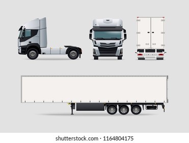 Clean truck trailer identity template design set. Branding mock up.