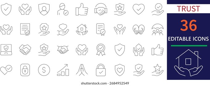 Ein sauberes, vertrauenswürdiges, bearbeitbares Liniensymbol, das im minimalen Vektorstil entworfen wurde. Perfekt für Sicherheits-, Schutz-, Sicherheits- und Geschäftsprojekte.