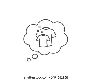 Clean t-shirt line icon. Chat bubble design. Laundry shirt sign. Clothing cleaner symbol. Outline concept. Thin line clean t-shirt icon. Vector