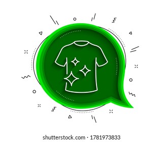 Icono de la línea de la camiseta limpia. Burbuja de chat con sombra. Cartel de la camisa de lavado. Símbolo de limpiador de ropa. Icono de la camiseta limpia de la línea delgada. Vector