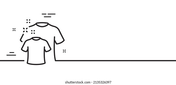 Icono de la línea de la camiseta limpia. Cartel de la camisa de lavado. Símbolo de limpiador de ropa. Fondo mínimo de la ilustración de línea. Cartel de patrón de icono de línea de camiseta limpia. Concepto de plantilla web blanca. Vector