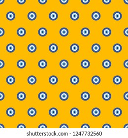 Clean turkish eye vector pattern with round nazar elements, seamless repeat. Trendy minimal style. Great for apparel &  packaging design, backgrounds & surfaces, paper products, souvenirs etc.