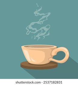 a clean turquoise cup of coffee. Cappuccino, tea, coffee, herbal drink, poured into a clean pink cup and isolated on a blank background. customized vector illustration