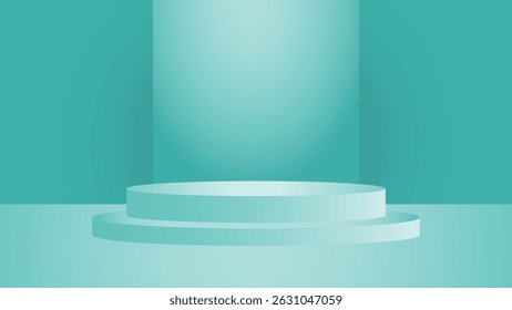 Pódio turquesa limpo com efeito de holofote suave ideal para mostrar produtos ou promoções em layouts modernos