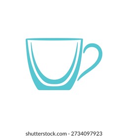 A clean, turquoise vector illustration depicting a simple teacup on a white background.