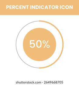 Clean UI icon showing 50 percent in circular progress design. Great for apps, websites, and visual project status bars.