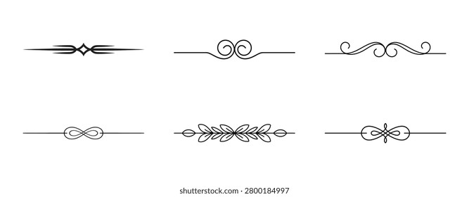 Clean and understated design elements for document decor, vector graphic isolated on white background. decorative divider lines.