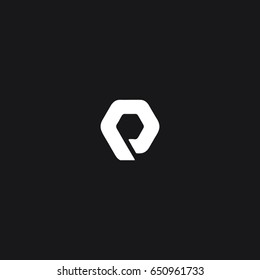 Clean unique attractive stylish polygon shaped black and white P initial based letter icon logo.  