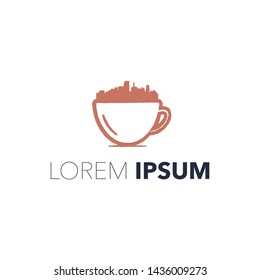 clean and unique concept logo design for a coffee shop with city and coffee bean on the icon