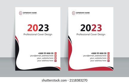 Clean and unique cover page design, corporate brochure, creative booklet, flyer, 2023, magazine, editable vector, eye-catching, ready to print, a4 size, a simple and modern concept with 2 color set.