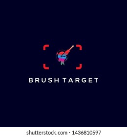 Clean, unique, elegant, and modern logo design illustration inspiration with camera lens, art brush and focus for painting, photography, art and design, technology, etc