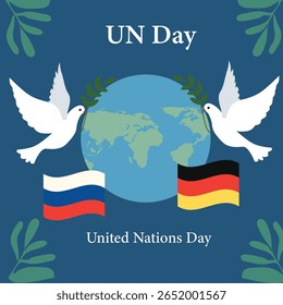 Ilustração limpa do Dia das Nações Unidas com emblema da ONU