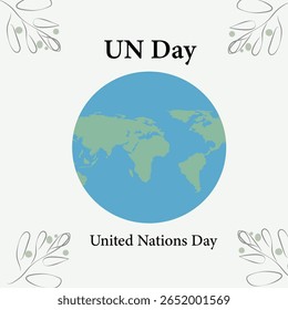 Ilustração limpa do Dia das Nações Unidas com emblema da ONU