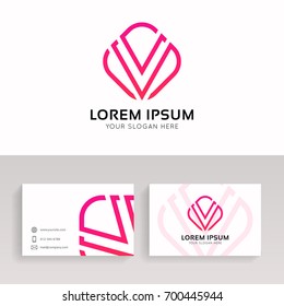 Clean V letter rhombus logo sign vector design.