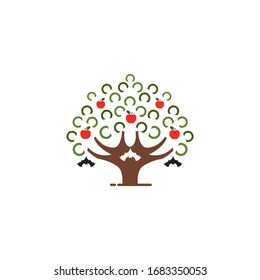 Clean Vector Apple Tree with Bat 