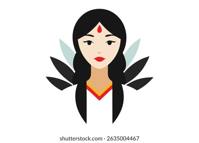 Clean vector art of an indigenous woman with feathers and tribal tattoos, symbolizing native pride and cultural roots. Minimalist design on white background, perfect for heritage and identity themes.